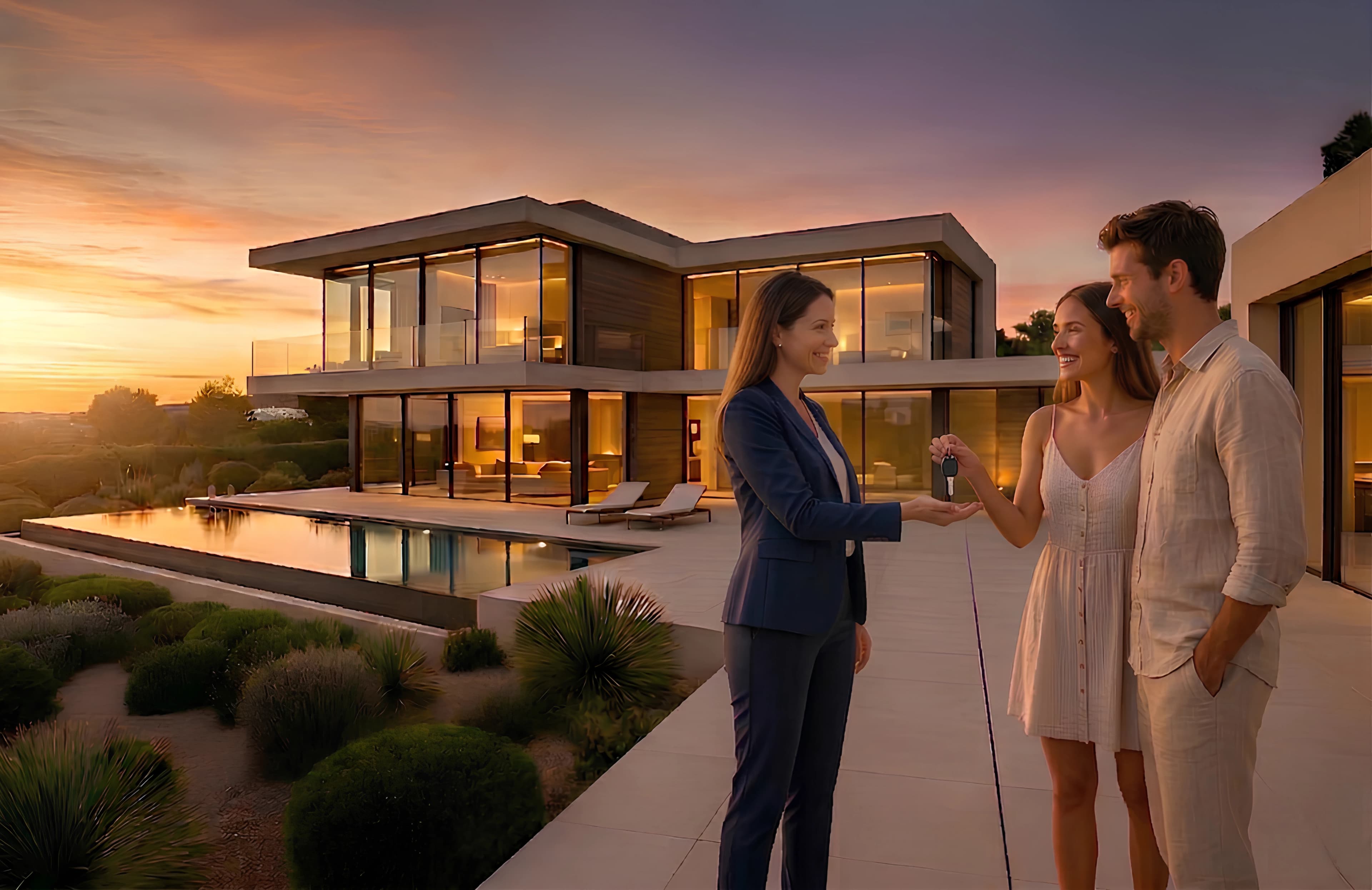 Young Property Owner Thinking at Luxury Villa